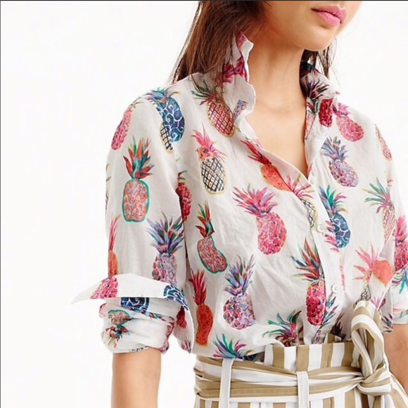 J. Crew Tops - J. Crew Ratti Pineapple Popover Long Sleeve Top 6